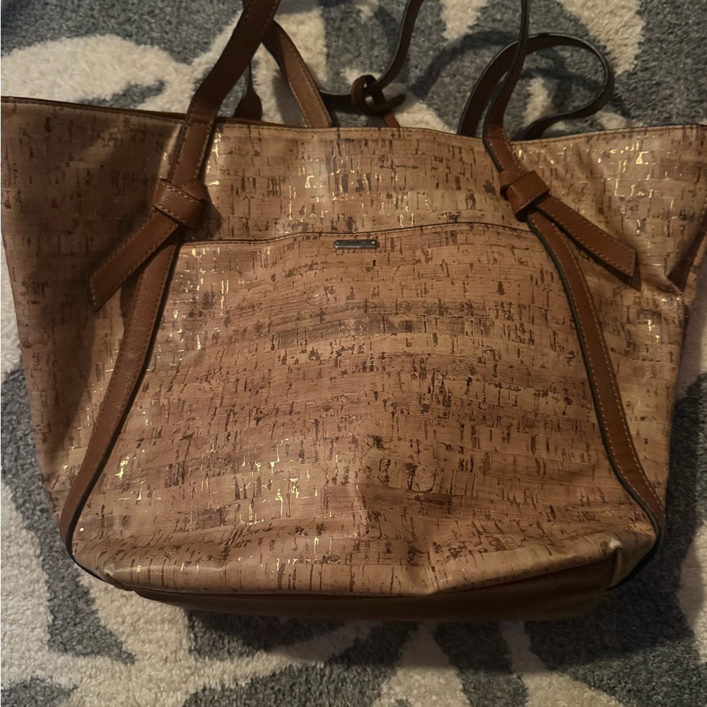 Chaps Cork-Textured Brown Tote
